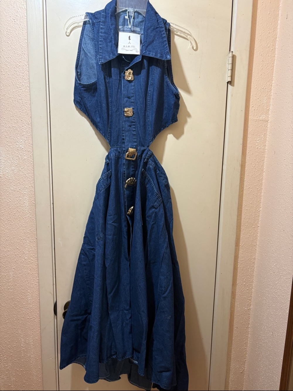 Women’s Denim Button-Front Dress - Blue - Picture 11 of 11